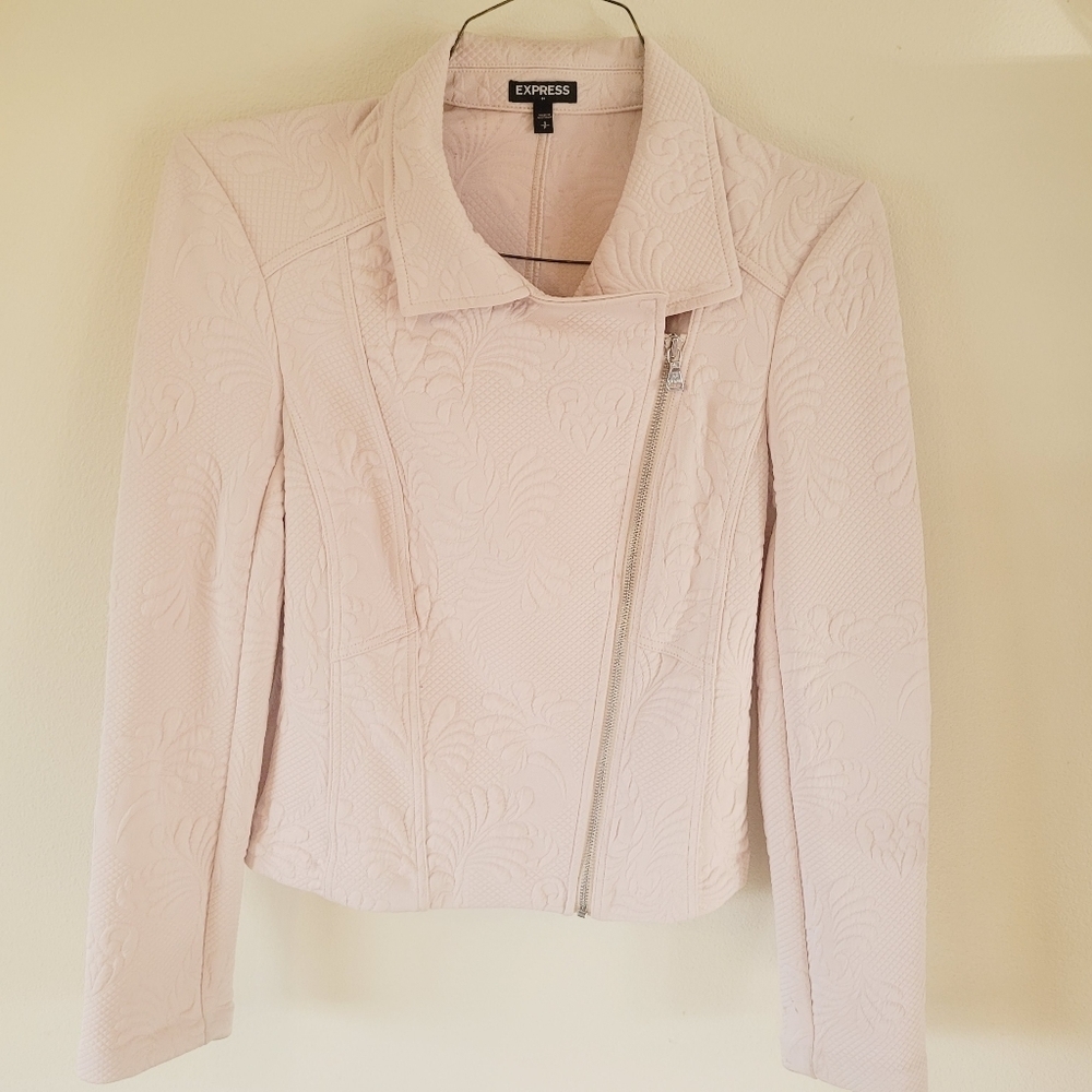 Embossed Express Small Pink/Tan Moto Jacket - Picture 2 of 8